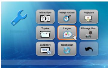 Informations Descriptant ville Projection Trapize Langue Allumage direct Canal WIFI CH1 Réinitialiser