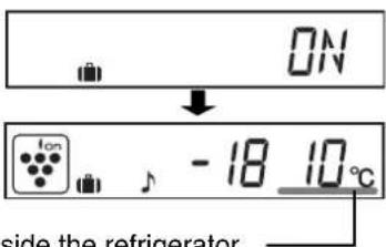 ON - 18 10°C side the refrigerator