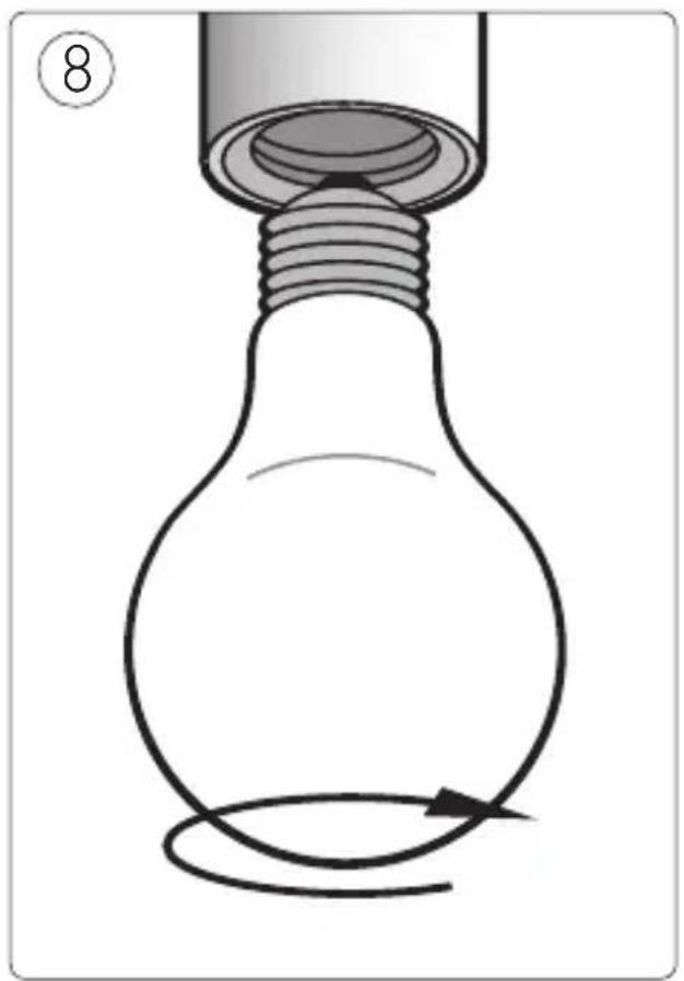 Simple line drawing of a light bulb with a circular arrow indicating rotation or motion (no text or symbols)