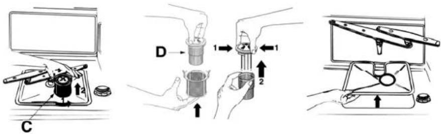 Technical diagram illustrating three steps of a mechanical device operation: adding a component, adding a test tube, and adding a clamp.
