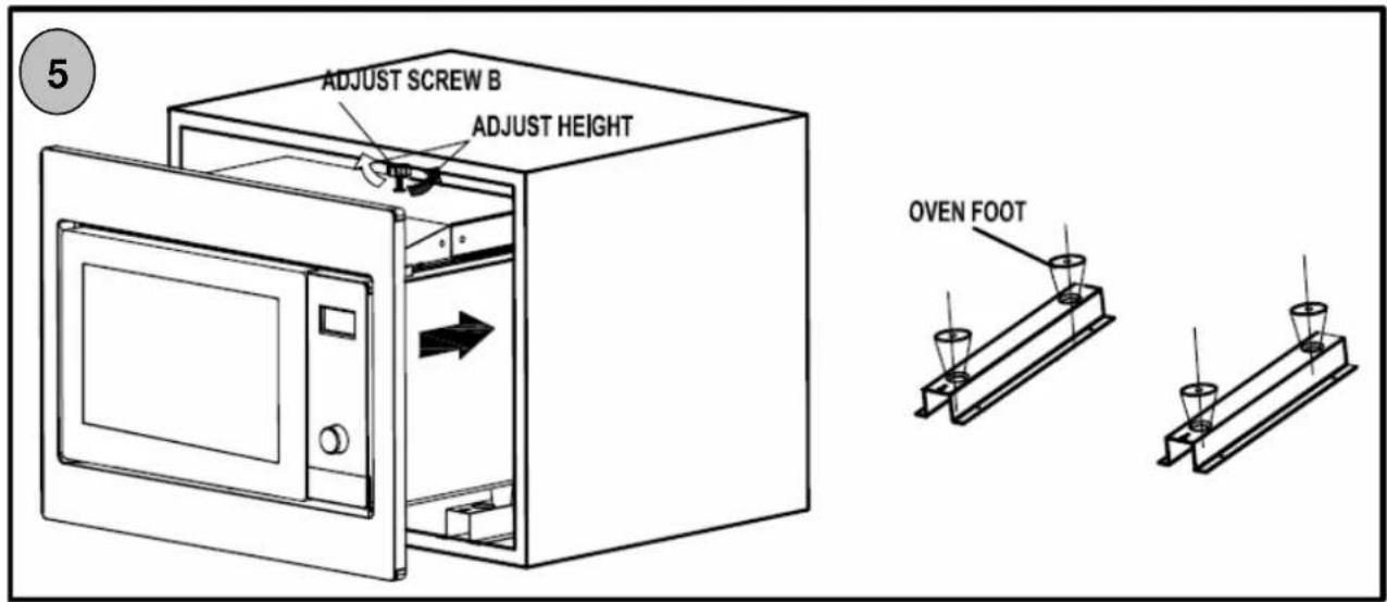 ADJUST SCREW B ADJUST HEIGHT OVEN FOOT