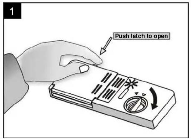 1 Push latch to open