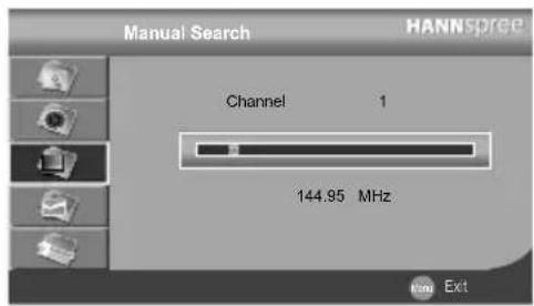 Manual Search HANNSpree Channel 1 144.95 MHz Ext