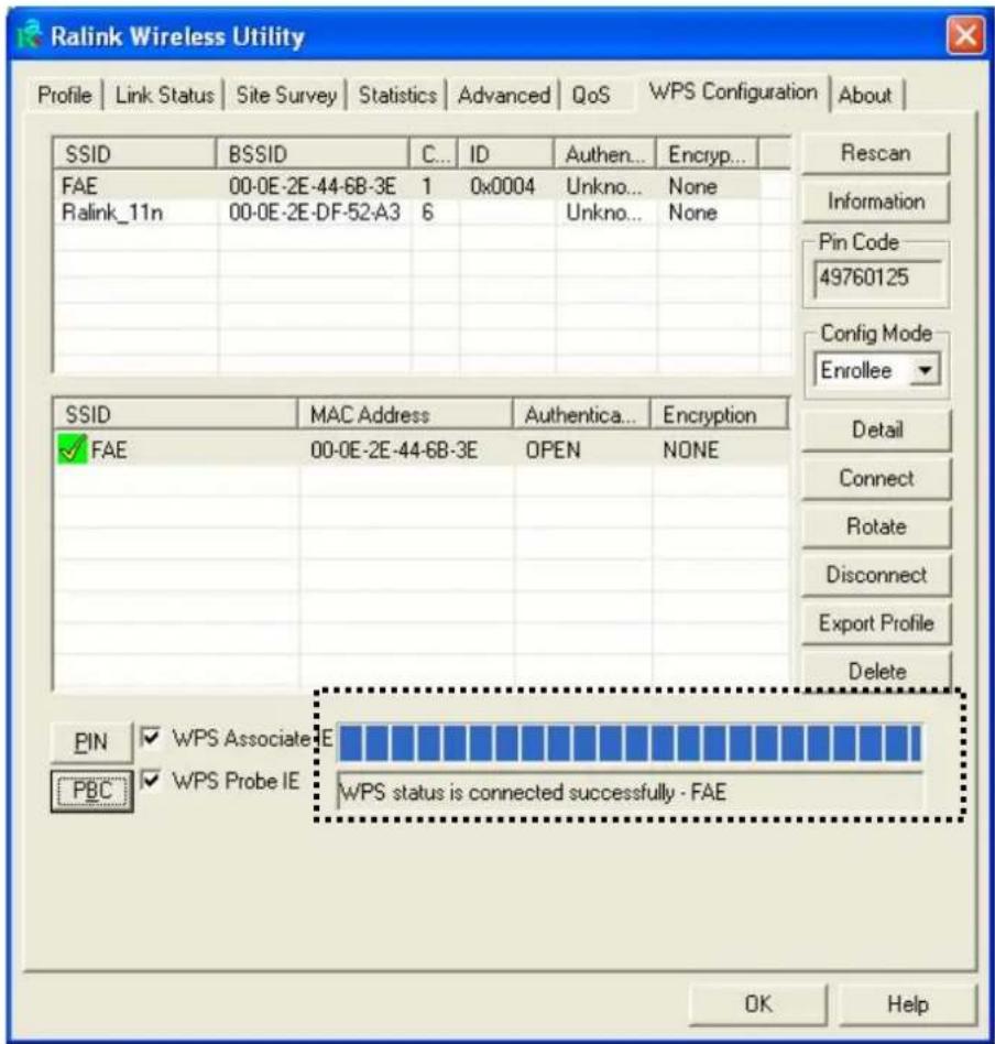 Ralink Wireless Utility Profile | Link Status | Site Survey | Statistics | Advanced | QoS | WPS Configuration | About | SSID BSSID C... ID Authen... Encryp... FAE 00-0E-2E-44-6B-3E 1 0x0004 Unkno... None Ralink_11n 00-0E-2E-DF-52-A3 6 Unkno... None SSID MAC Address Authentica... Encryption ✓ FAE 00-…