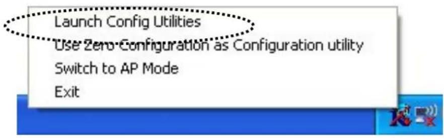 Launch Config Utilities Use Zero-Configuration as Configuration utility Switch to AP Mode Exit