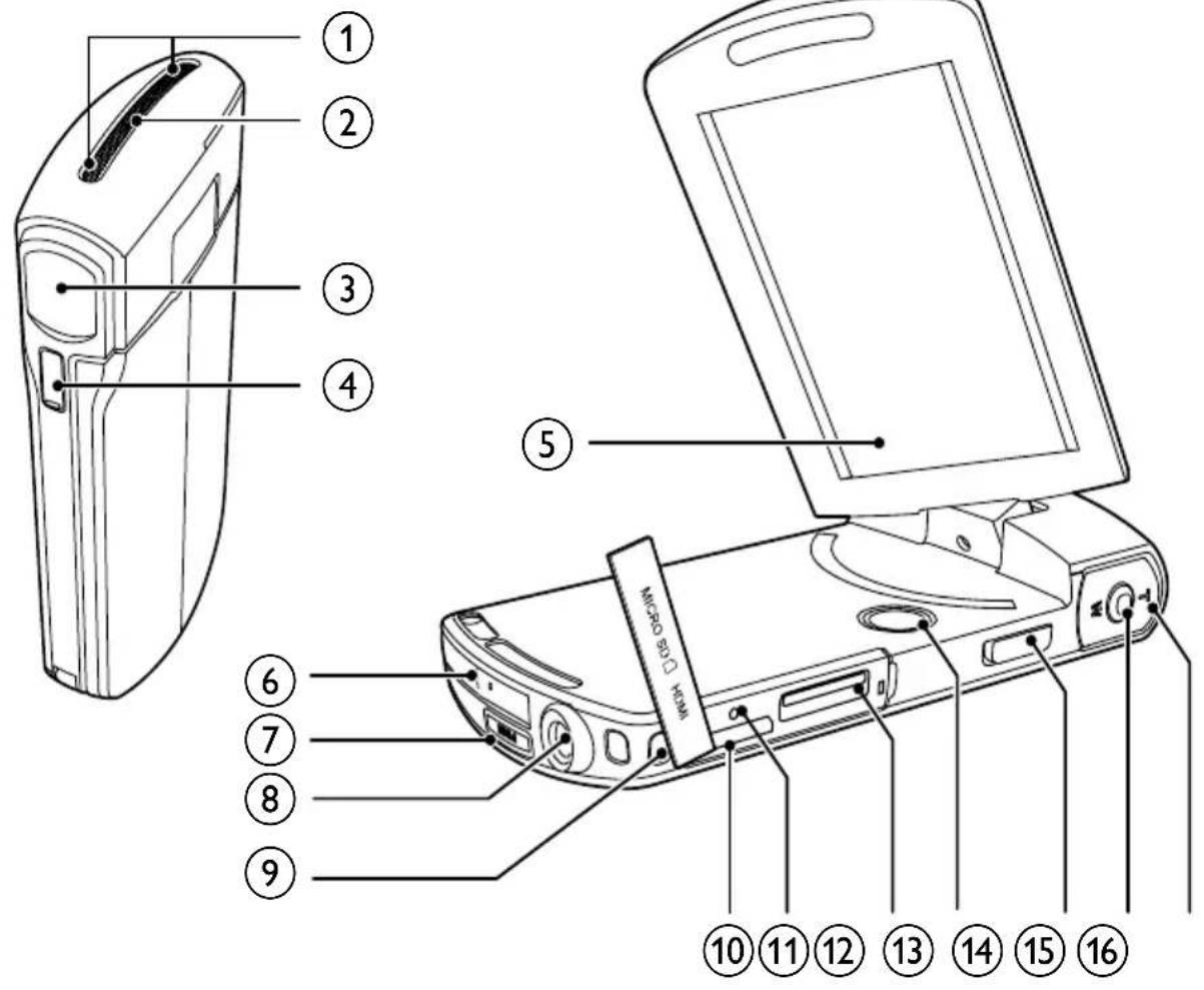 Diagram of a mobile phone with numbered parts for identification and assembly reference.