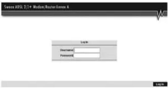 Sweex ADSL 2/2+ ModemRouterAnnex A Login Username: Password: Log In