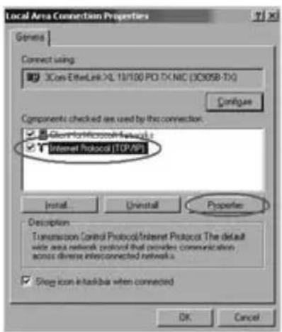 Local Area Connection Properties General Connect using: 3Core EfterLink XL 10/100 PCI-DC NIC (3C05B-TX) Configure Components checked are used by this connection: ✓ Geometric Microcontroller ✓ Internet Protocol (TCP/IP) Install... Uninstall... Properties Description Transmission Control Protocol/Inte…