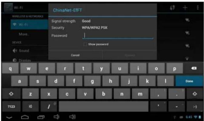 ChinaNet-EIFT Signal strength Good Security WPA/WPA2 PSK Password Show password Cancel q w e r t y u i o p a s d f g h j k l Done z x c v b n m , . 7123 / -