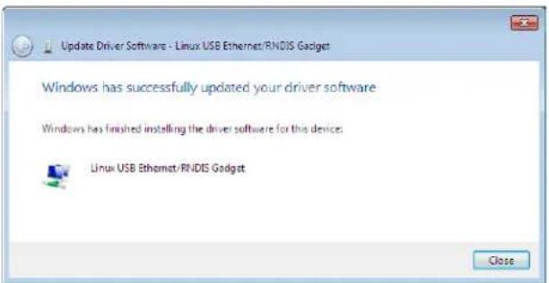 Update Driver Software - Linux USB Ethernet/RNDIS Gadget Windows has successfully updated your driver software Windows has finished installing the driver software for this device: Linux USB Ethernet/RNDIS Gadget Close