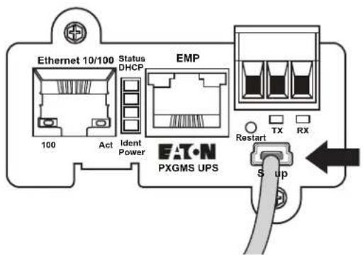 Ethernet 10/100 Status DHCP EMP 100 Act Ident Power FAT·N PXGMS UPS Restart TX RX S up