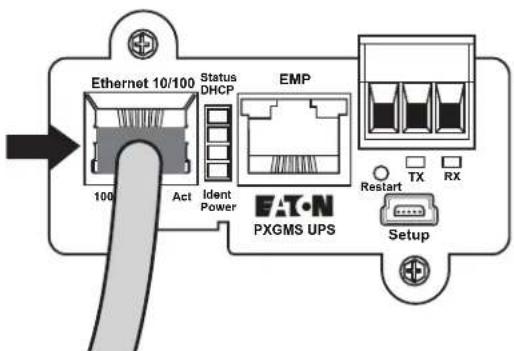 Ethernet 10/100 Status DHCP EMP 100 Act Ident Power FAT-N PXGMS UPS Restart TX RX Setup
