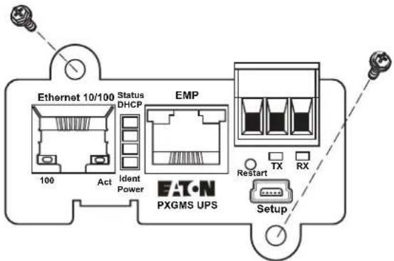 Ethernet 10/100 Status DHCP EMP 100 Act Ident Power EAT-N PXGMS UPS Restart TX RX Setup