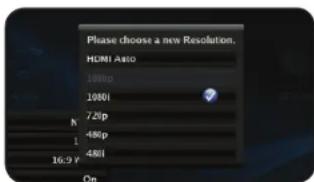 Please choose a new Resolution. HUMI A480 100p 1000i 726p 486p 480i 16:9 y On