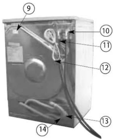 Labeled diagram of a refrigerator interior with numbered parts for identification