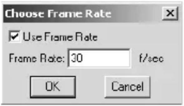 Choose Frame Rate ✓ Use Frame Rate Frame Rate: 30 f/sec OK Cancel