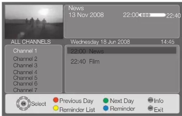 News 13 Nov 2008 22:00 22:40 ALL CHANNELS Channel 1 Channel 2 Channel 3 Channel 4 Channel 5 Channel 6 Channel 7 Wednesday 18 Jun 2008 14:45 22:00 News 22:40 Film Select Previous Day Next Day Info Reminder List Reminder Exit