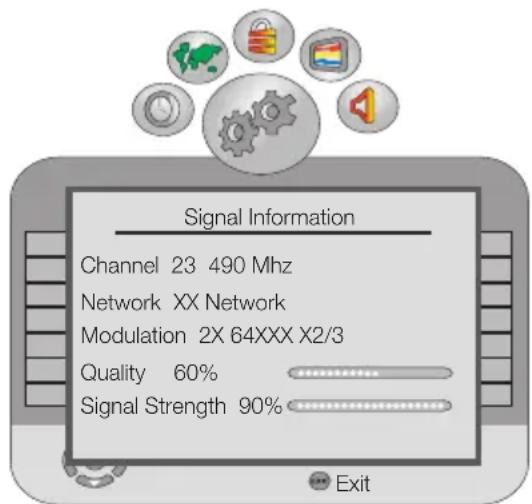 Signal Information Channel 23 490 Mhz Network XX Network Modulation 2X 64XXX X2/3 Quality 60% Signal Strength 90%