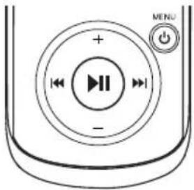 Diagram of a remote control with playback buttons and a 'MENU' button, likely for media or audio interface control.