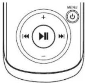 Diagram of a remote control with playback buttons and a 'MENU' button, showing directional arrows and a play symbol.