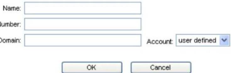Name: Number: Domain: Account: user defined OK Cancel
