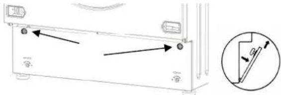 Technical diagram showing a device with labeled components and an inset view of a angled component with angle annotations.