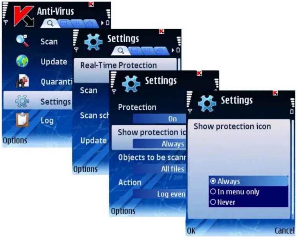 KASPERSKY LAB Mobile Security 8.0 - DISPLAY OF THE PROTECTION ICON - 1