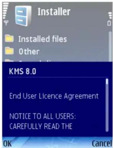 Installer Installed files Other KMS 8.0 End User Licence Agreement NOTICE TO ALL USERS: CAREFULLY READ THE OK Cancel