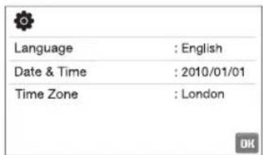 Language : English Date & Time : 2010/01/01 Time Zone : London
