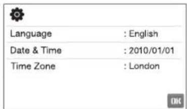 Language : English Date & Time : 2010/01/01 Time Zone : London