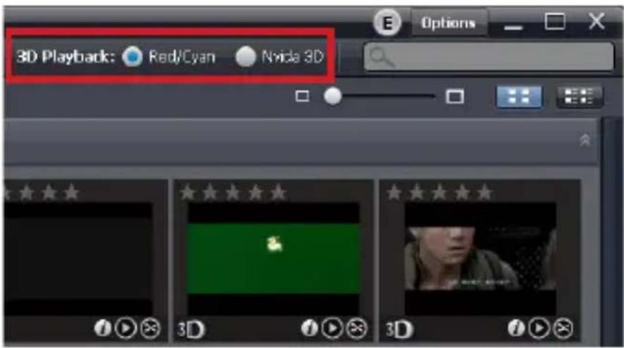 3D Playback: Red/Cyan Nvidia 3D Options
