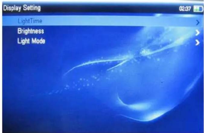 Display Setting 02:37 LightTime Brightness Light Mode