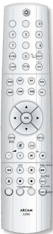31 4 5 6 7 8 KVCRD 0 TV SHIFT THCM S12 RPT DVD SAT AV TUN AMP AUX PVR CD OK MODE BVDC DSP VEMU CH BSS TUNEN/MACHI BERLEDEFIC BALPROC SRCH WCCS NOTE SUBTOTALDEFIC ARCAM CR90