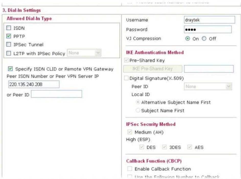 Draytek Vigor2950 - Dial-Out Settings - 3