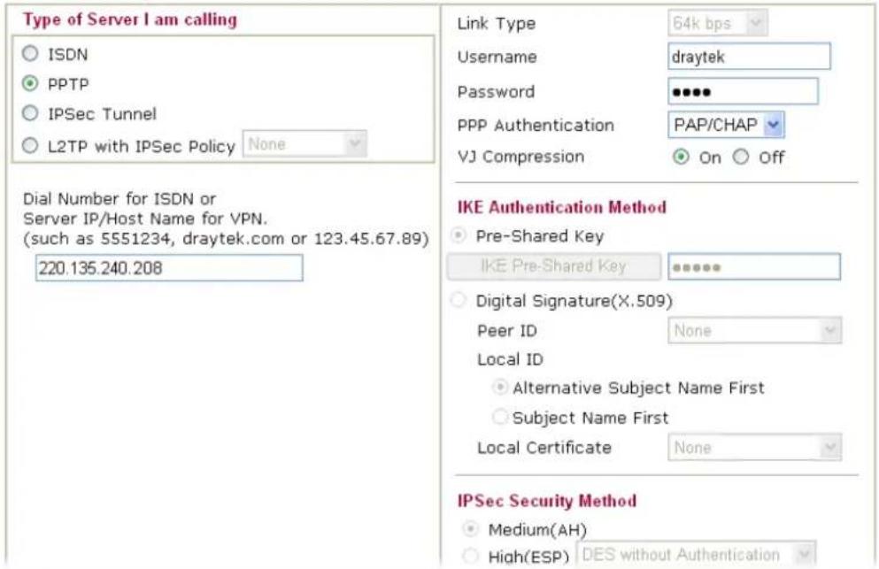 Draytek Vigor2950 - Dial-Out Settings - 1