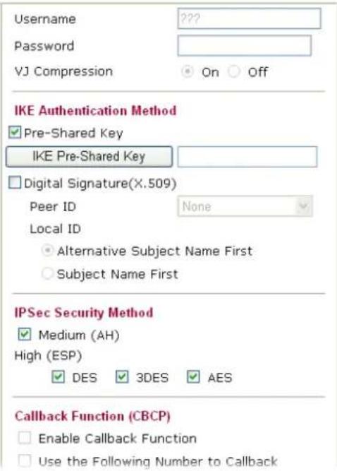 Draytek Vigor2950 - Dial-In Settings - 2