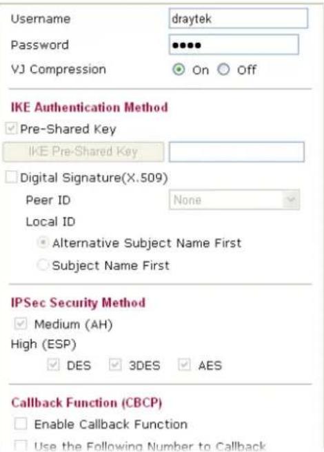 Draytek Vigor2950 - Dial-In Settings - 2