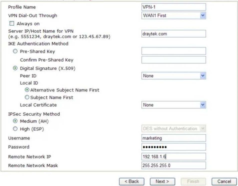 Draytek Vigor2950 - VPN Client L2TP over IPSec (Must) Settings - 1