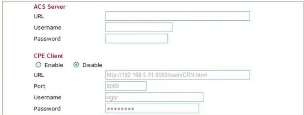 Draytek Vigor2950 - System Maintenance >> TR-069 Setting - 1