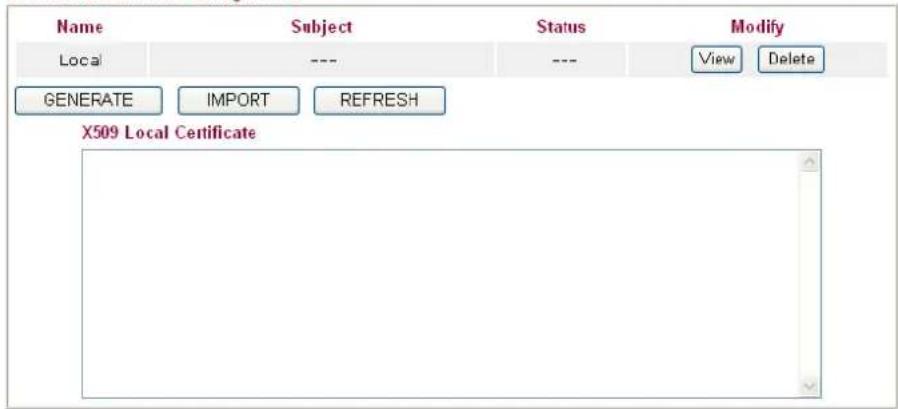 Draytek Vigor2950 - Go to Certificate Management and choose Local Certificate. - 1