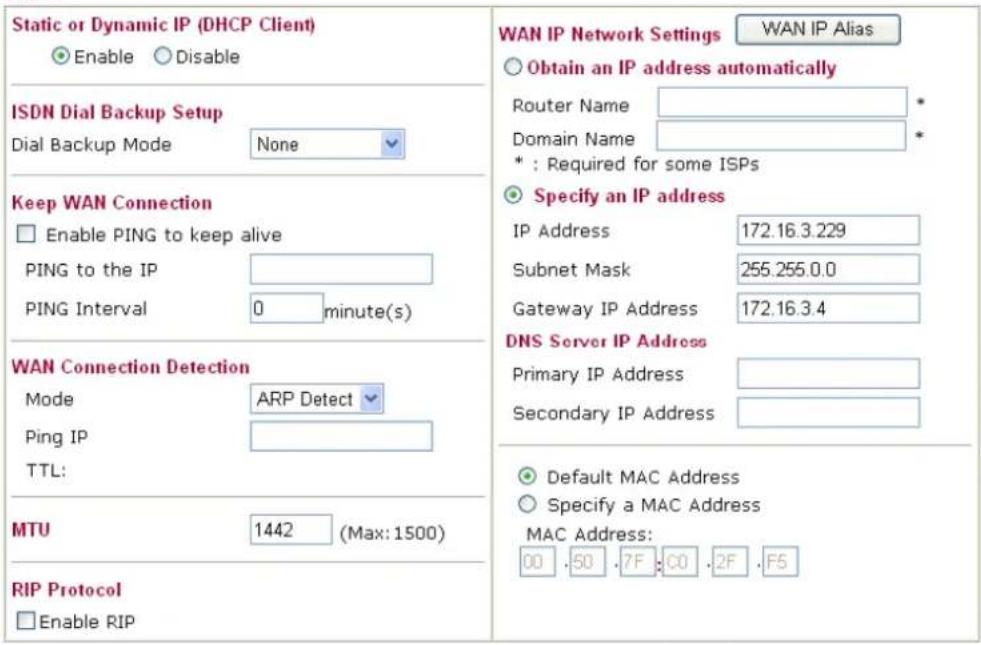 Draytek Vigor2950 - Details Page for Static or Dynamic IP - 1
