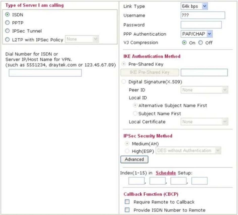 Draytek Vigor2950 - Dial-Out Settings - 1