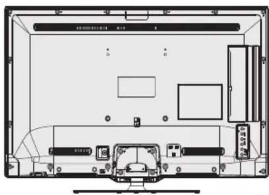 Technical diagram of a vehicle rear view with labeled components and directional arrows indicating layout or navigation.