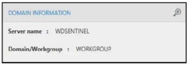 DOMAIN INFORMATION Server name : WDSENTINEL Domain/Workgroup : WORKGROUP