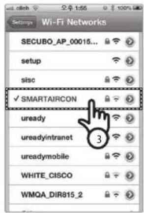 Settings Wi-Fi Networks SECUBO_AP_00015... setup sisc ✓ SMARTAIRCON uready ureadyintranet ureadymobile WHITE_CISCO WMQA_DIR815_2