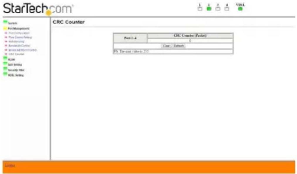 StarTech.com Sears Port Management Port Configuration Port Control Settings Accessibility Remodeling Center Microsoft Services Corp. CRC Counter Main Data Setting Security Filter HDMI Setting CRC Counter Part 1-4 CRC Counter (Parallel) 0 Clear Datach PS: The user profile is 100%