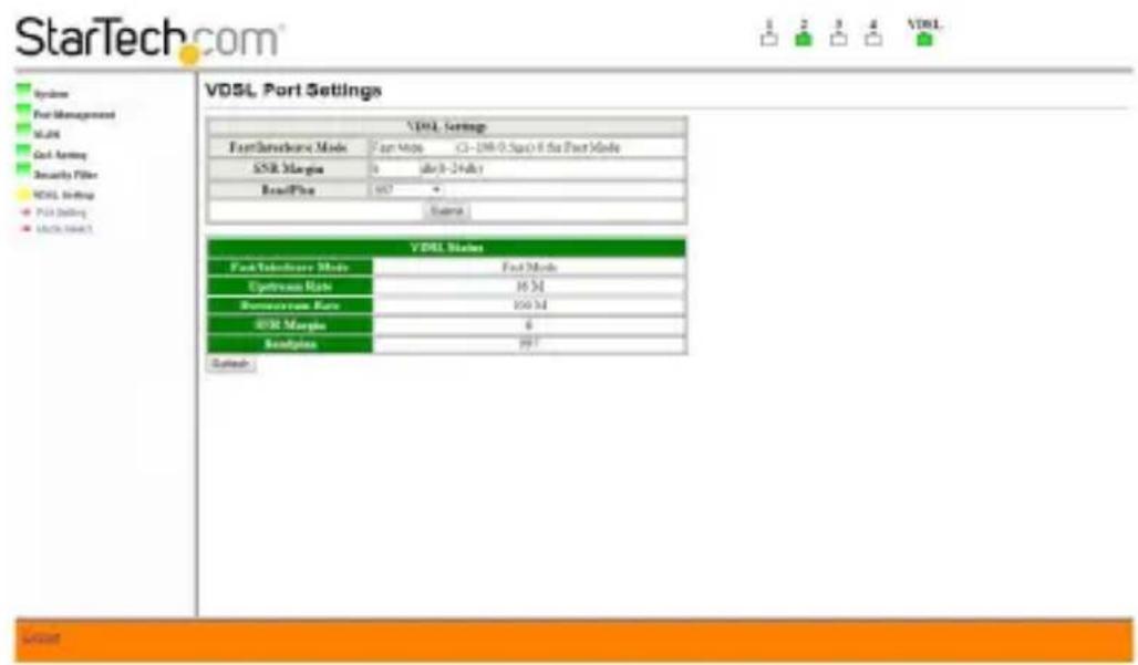 StarTech.com VDSL Port Settings VDSL Settings FastShenzhen Mode Fast Mode C3-198-0.5pc @ the Fast Mode SSTR Margin 6 (br 0-24Hz) ReadPlus 667 + Search VDSL Status FastShenzhen Mode Fast Mode Upstream Rate 16 M RemoteStream Rate 100 M STR Margin 6 ReadPlus 99 T Search