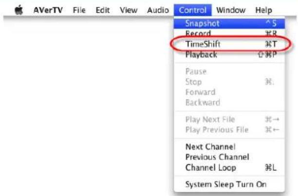 AVerTV File Edit View Audio Control Window Help Snapshot ^S Record #R TimeShift #T Playback @P Pause Stop #. Forward Backward Play Next File #→ Play Previous File #← Next Channel Previous Channel Channel Loop #L System Sleep Turn On