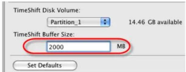 TimeShift Disk Volume: Partition_1 14.46 GB available TimeShift Buffer Size: 2000 MB Set Defaults