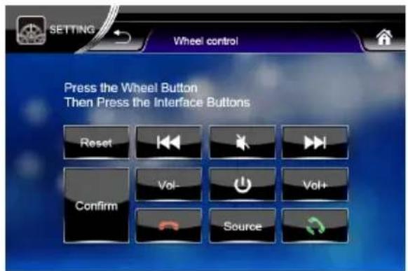 SETTING Wheel control Press the Wheel Button Then Press the Interface Buttons Reset Confirm Vol- Source
